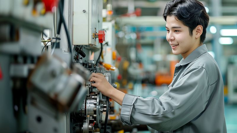 機械を操作する社員